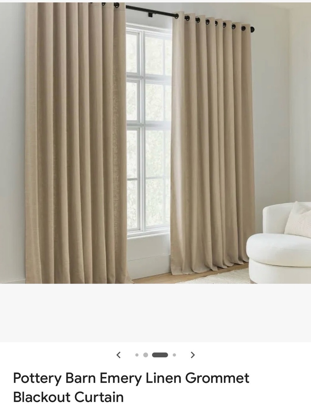 2 - Pottery Barn Emery Linen Grommet Blackout Curtain - oatmeal

50” x 84”